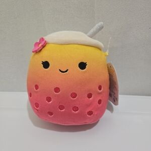 Squishmallows | Bergit Cute Yellow and Pink Plush Toy